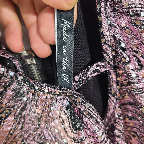 AsYou Sequin-Pink Plunge Zip Front Backless Romper W/ Zebra Pattern US 10 UK 12 - Picture 6 of 10